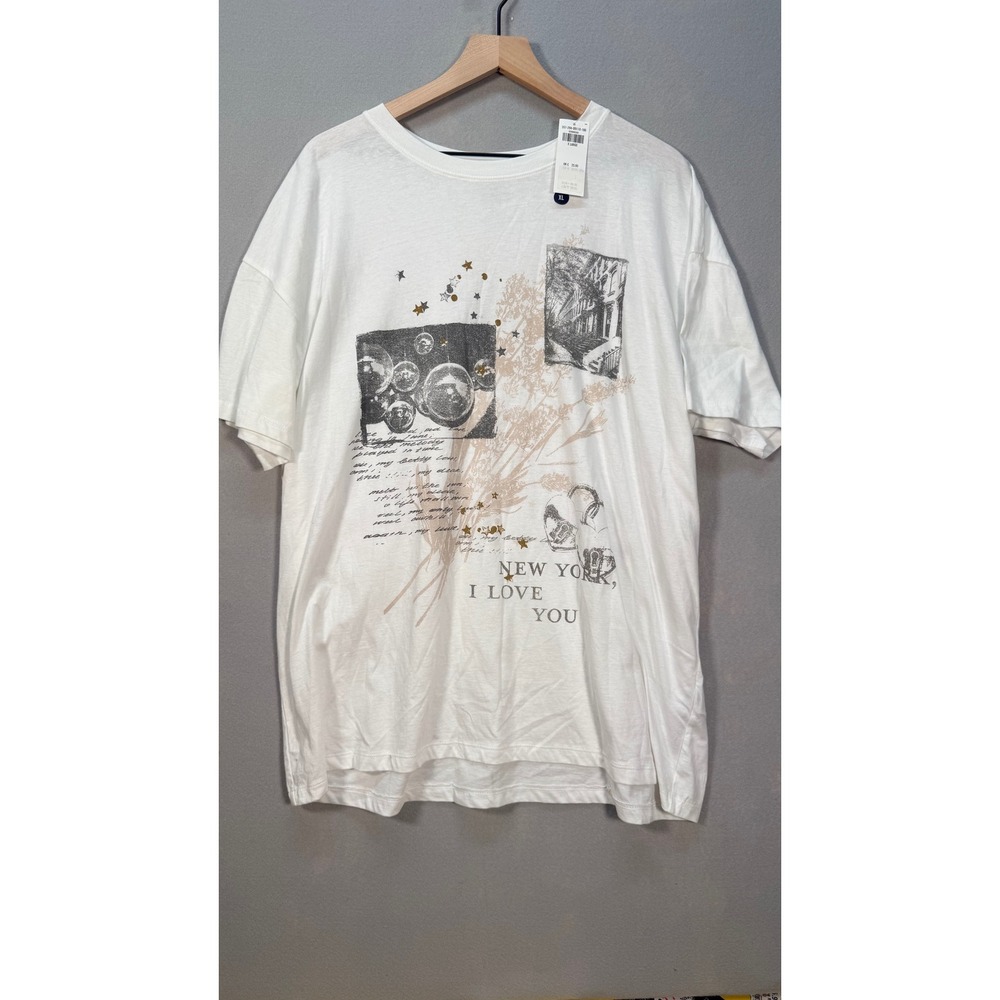 Hollister Mens New York I Love You Graphic T-Shirt White XL 357G2729